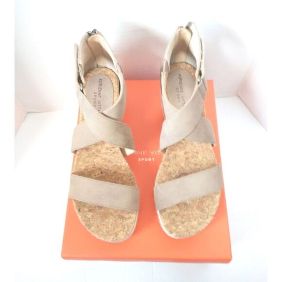 New! ADRIENNE VITTADINI Criss-Cross Sporty Wedge Sandal Open-Toe Shoe Faux Suede - Picture 1 of 5